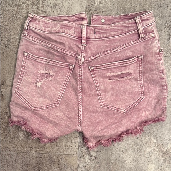 Free People We The Free Pink Jean Cutoff Shorts Distressed Frayed Hem - Picture 7 of 11